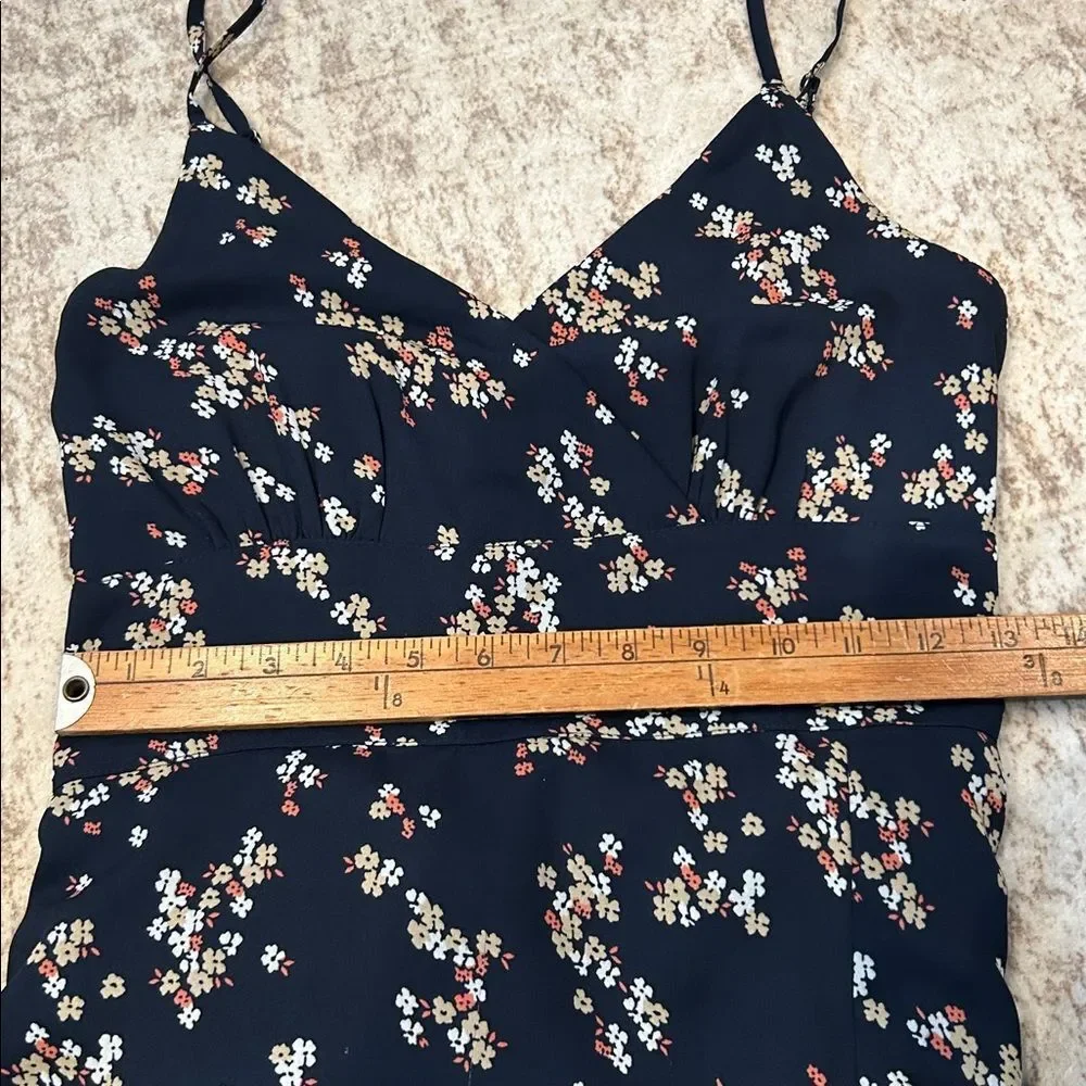 Abercrombie and Fitch Floral Navy Dress with high slit and smocked back small